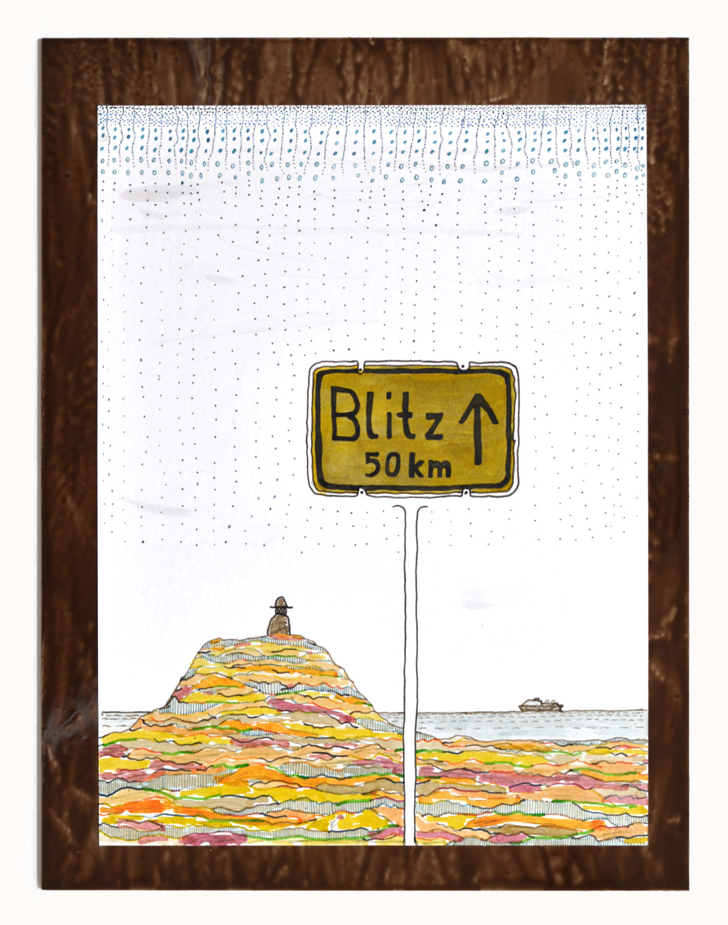  “Blitz” (Flash), mixed media, paper, metal, 25 x 33 cm 