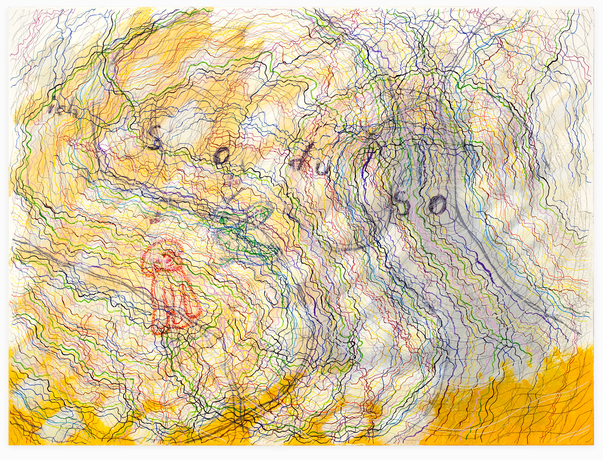  “ich so du so“, ink, acrylic colours, paper, 42 x 56 cm, 2024 (order: “1 x Randnotiz 1 x Fußnote“)
 